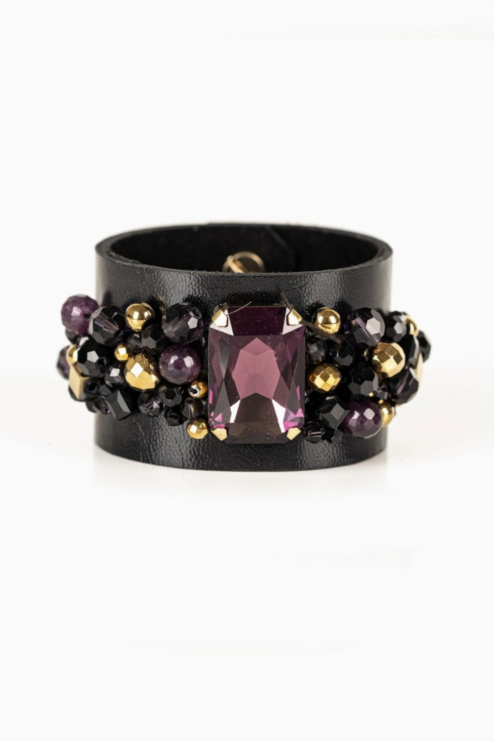THE DARK AMETHYST OBSESSION CRYSTAL LEATHER CUFF