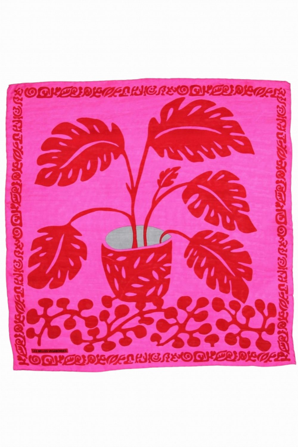 LES BELLES VAGABONDES MINI SILK SCARF ARUM FUCHSIA