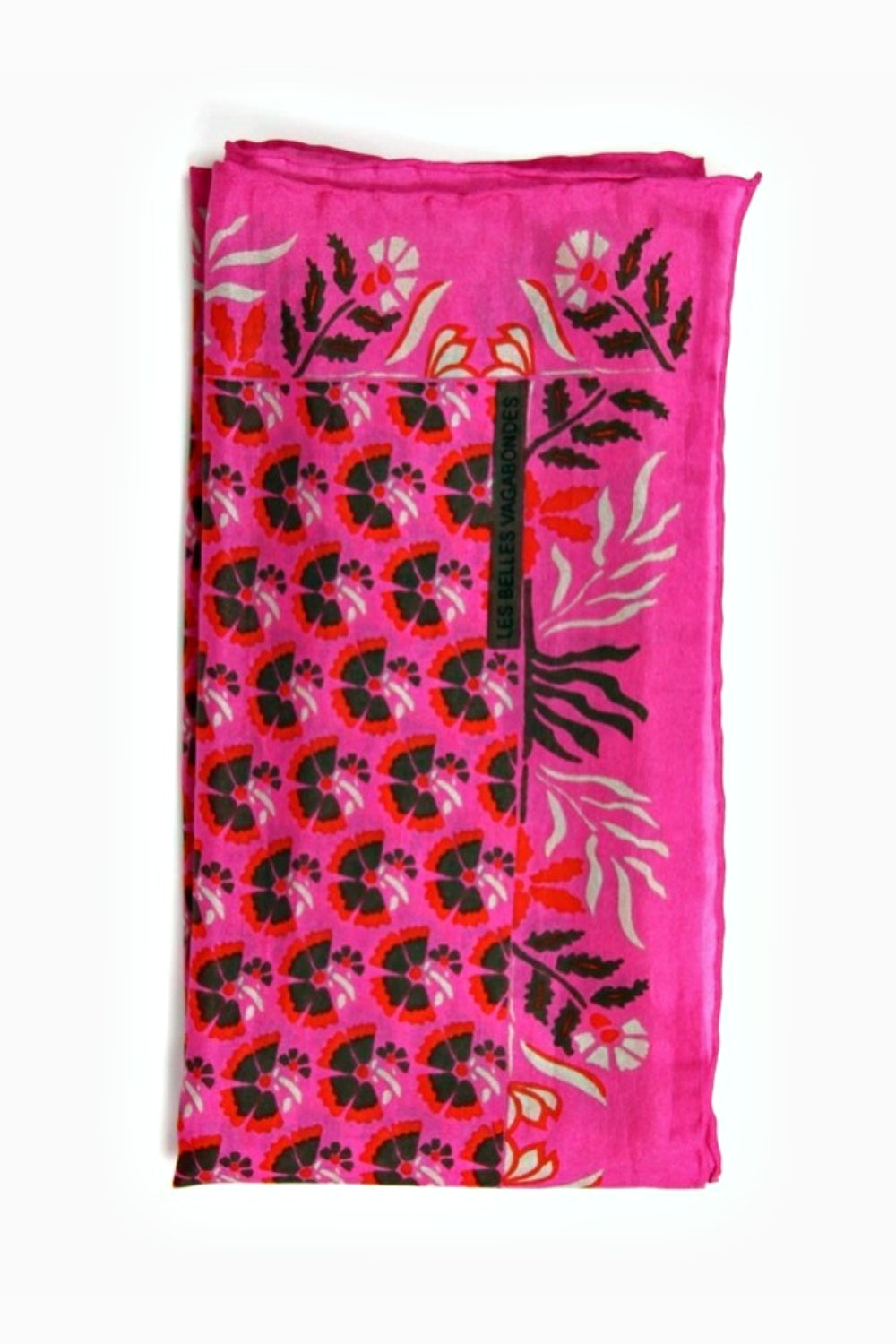 LES BELLES VAGABONDES MINI SILK SCARF AUGUSTINE FUCHSIA