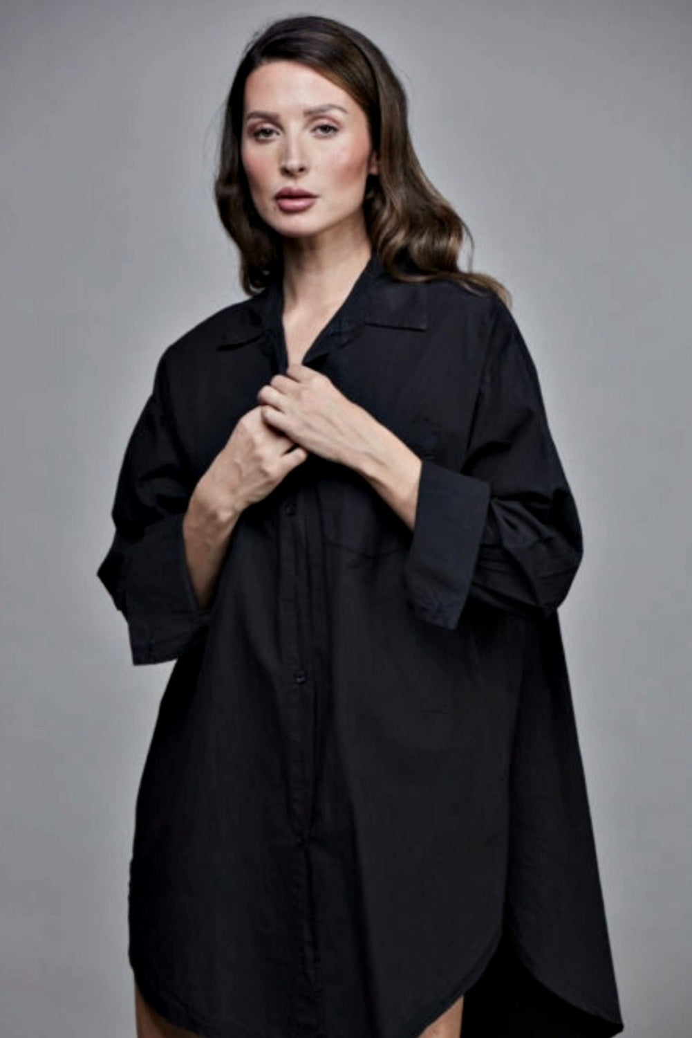 SIXTY DAYS BOYFRIEND OVERSIZED COTTON SHIRT BLACK