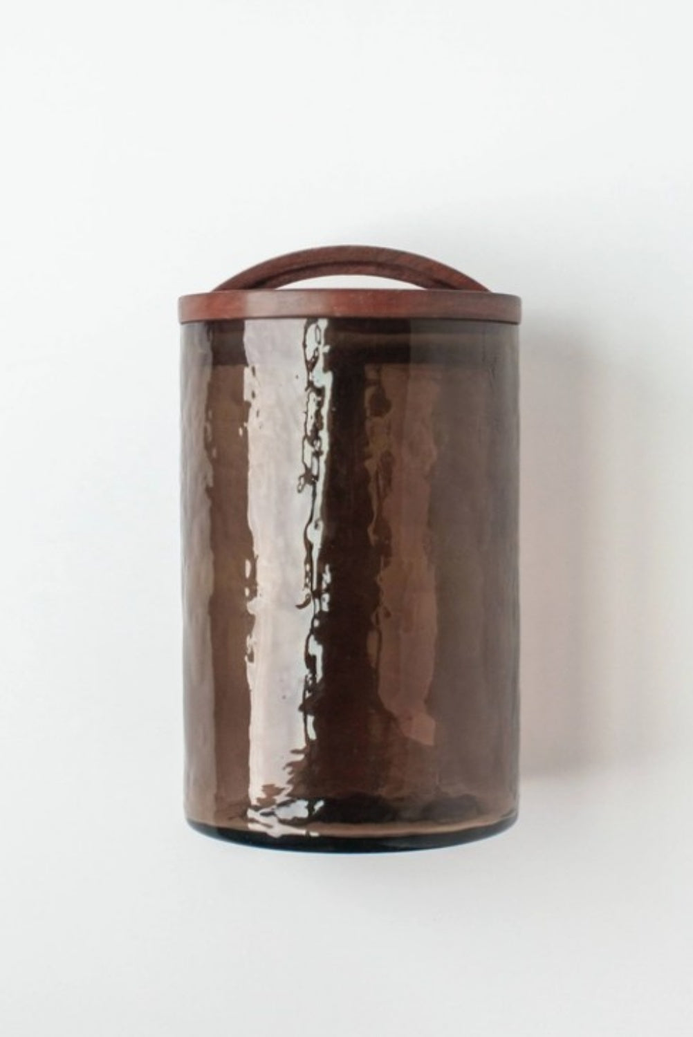 CREATIVE WOMEN HANDBLOWN HAMMERED GLASS CANISTER SMOKE