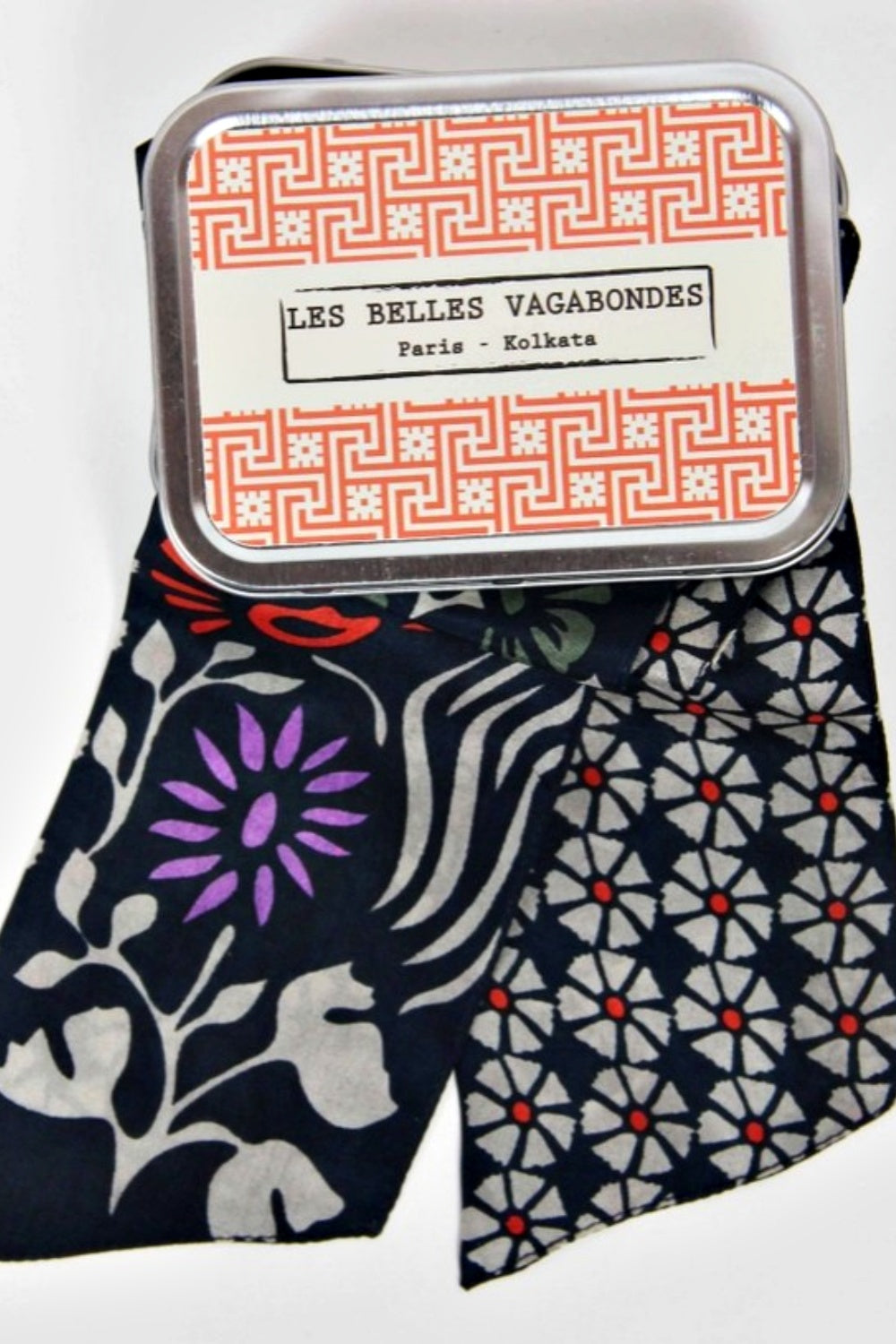 LES BELLES VAGABONDES SILK BANDEAU CLEMATITE NAVY