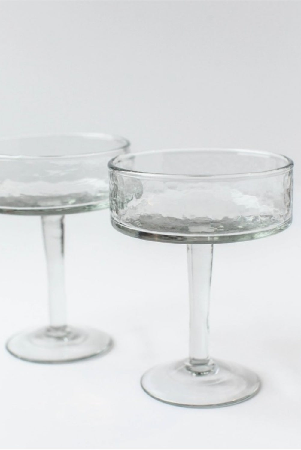 CREATIVE WOMEN HANDBLOWN HAMMERED COUPE COCKTAIL GLASS CLEAR