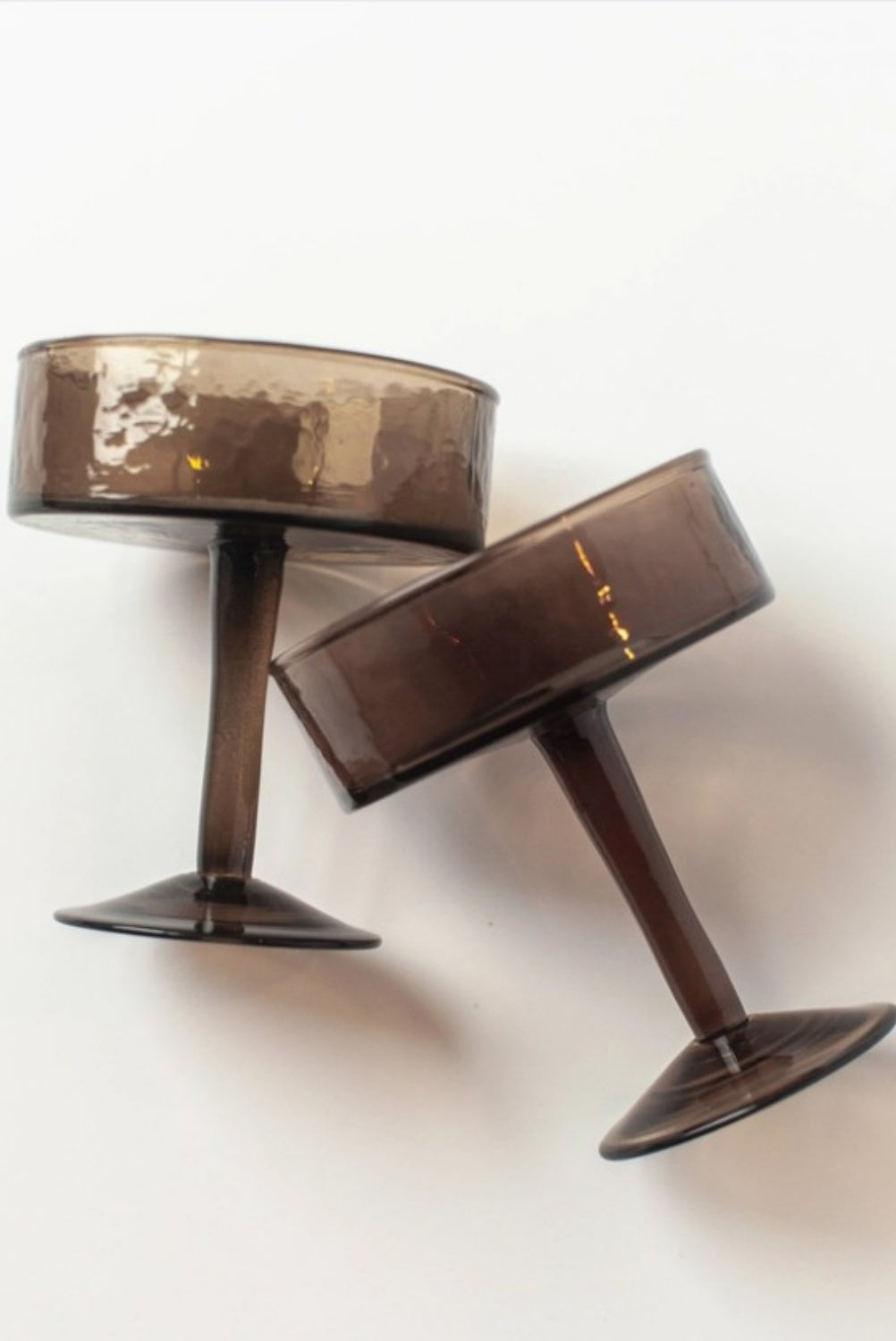 CREATIVE WOMEN HANDBLOWN HAMMERED COUPE COCKTAIL GLASS SMOKE