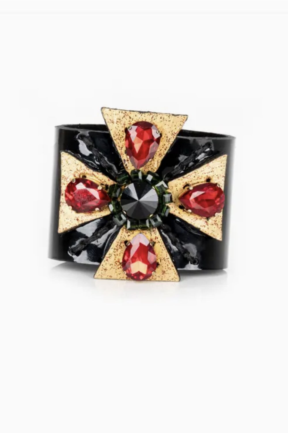 THE DARK CRIMSON DOMINION CROSS LEATHER CUFF