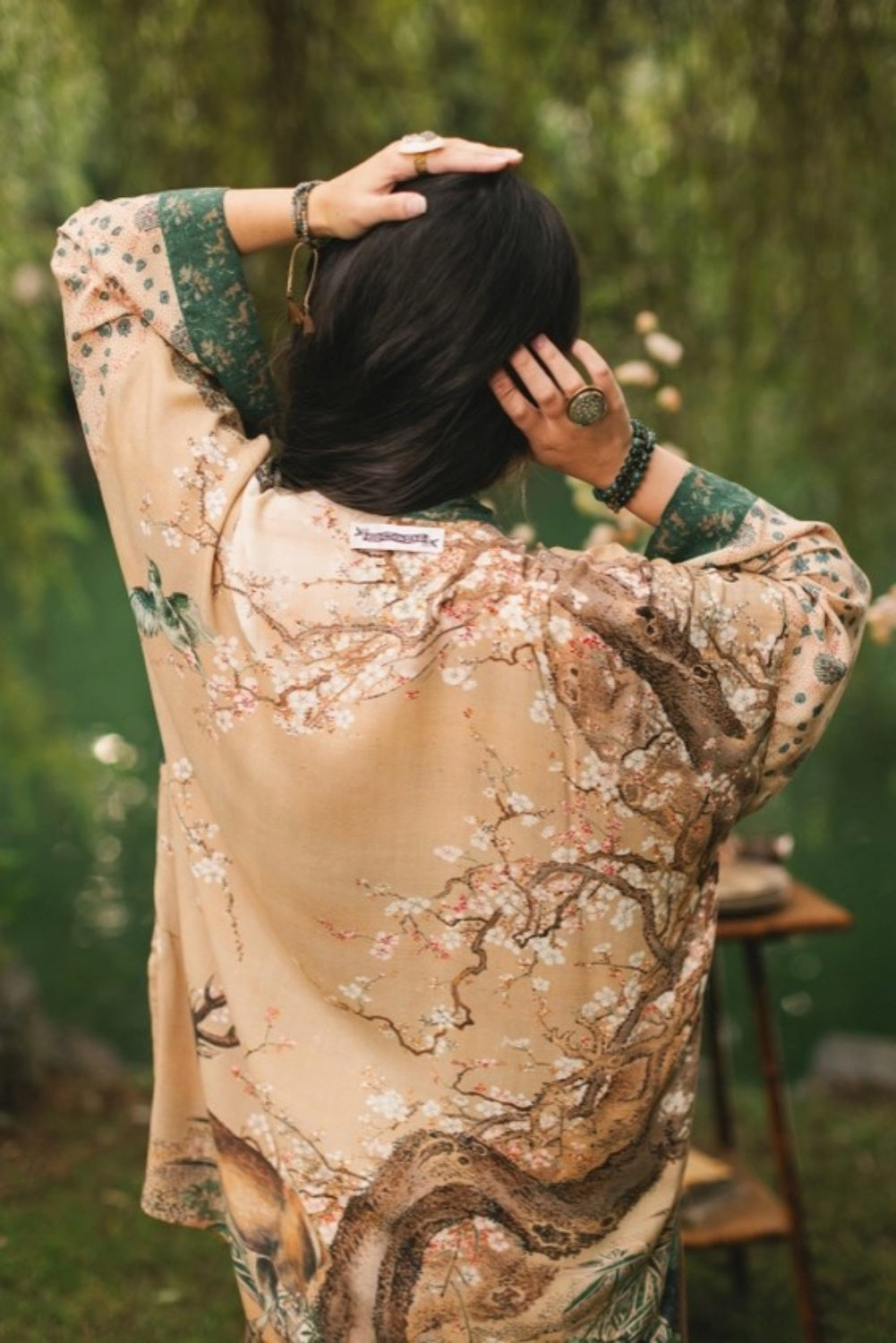 MARKET OF STARS FABLE MATINEE MID-LENGTH DUSTER KIMONO WITH DEER + MOON