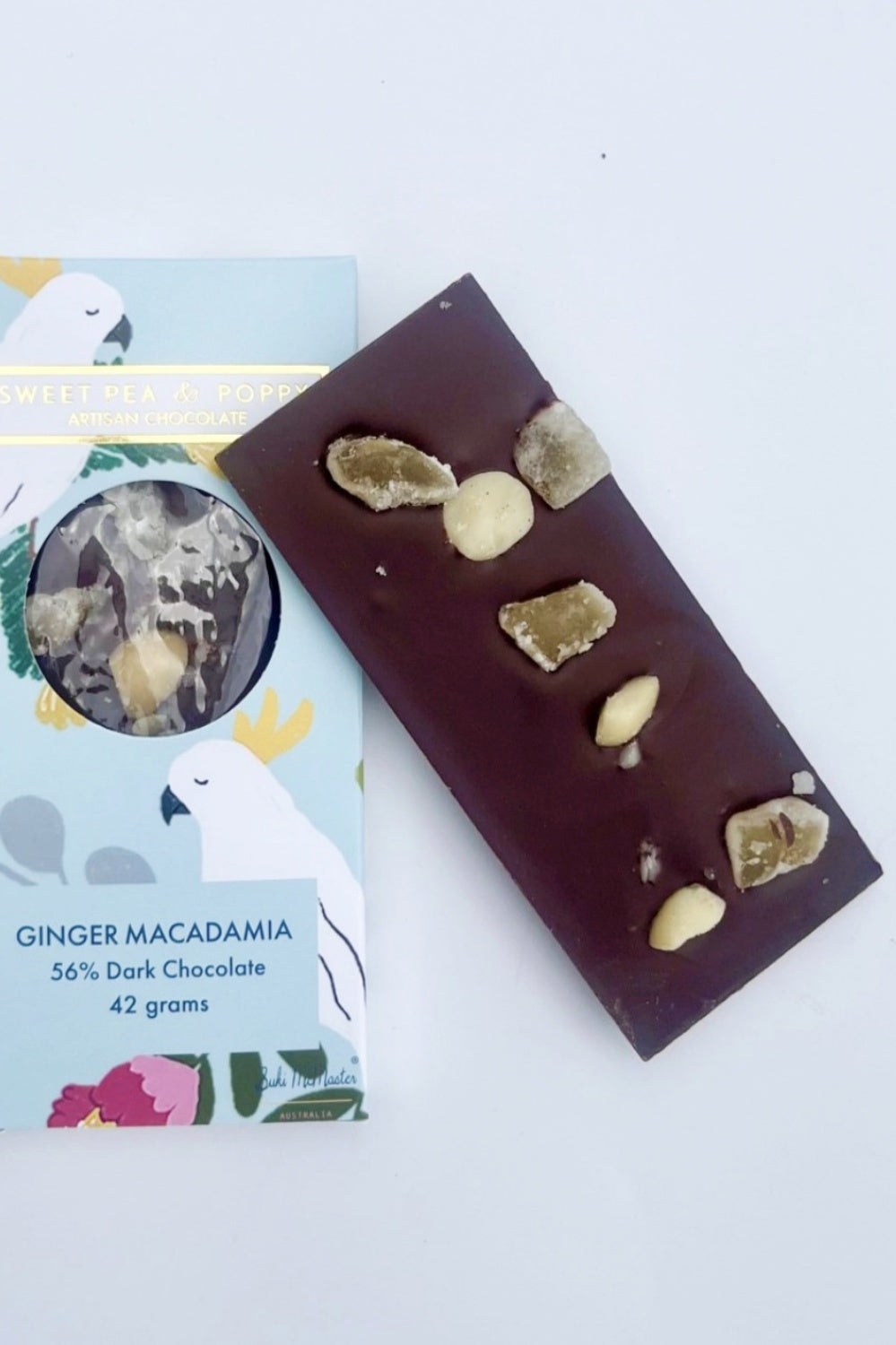 SWEET PEA + POPPY DARK CHOCOLATE +GINGER 40G