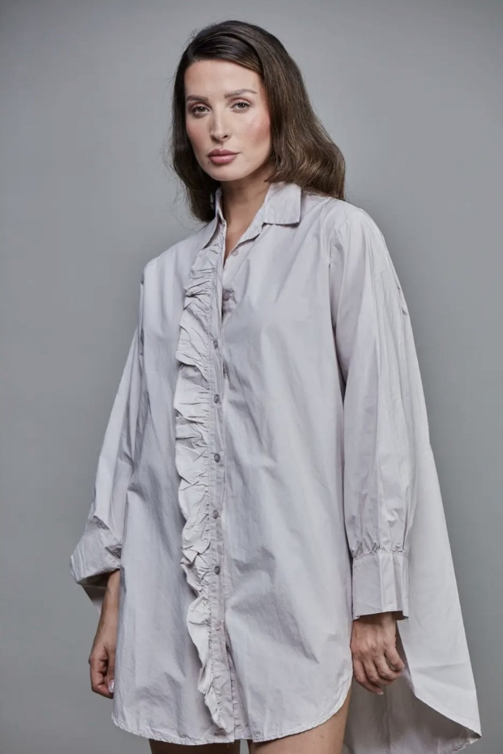 SIXTY DAYS GIRLFRIEND OVERSIZED COTTON SHIRT DIRTY BEIGE