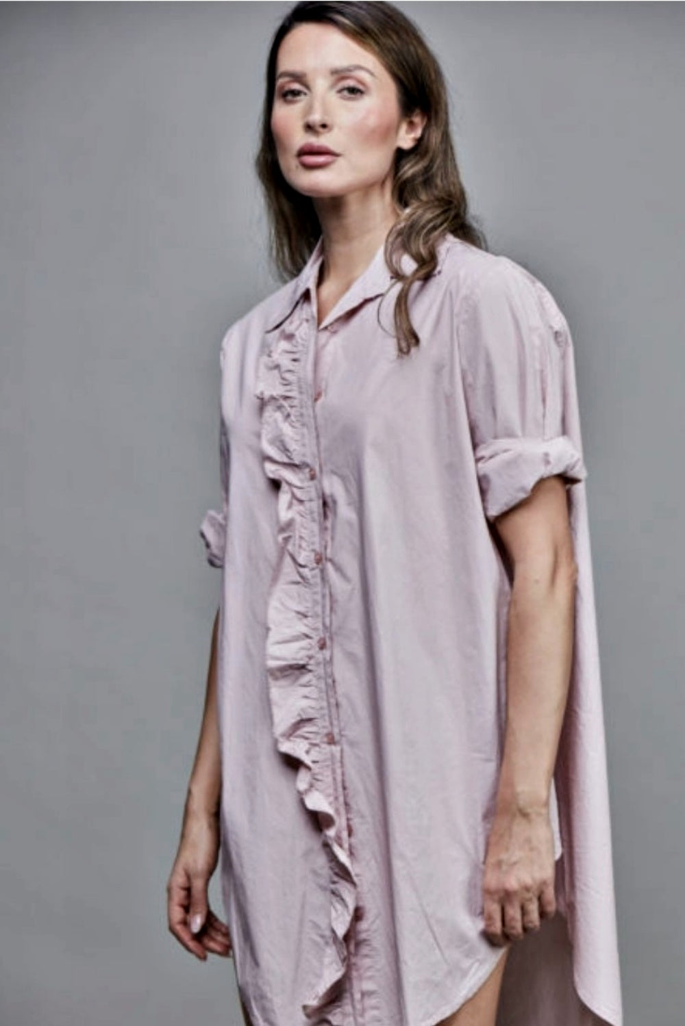 SIXTY DAYS GIRLFRIEND OVERSIZED COTTON SHIRT ANTICA ROSE