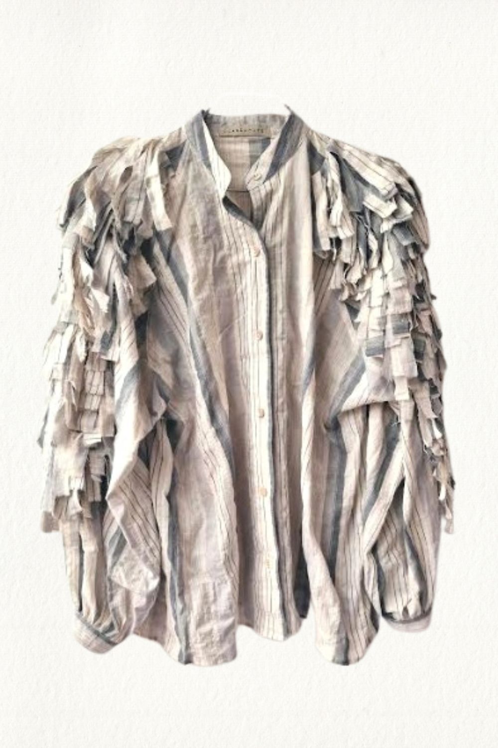 CLARAMONTE BIRDS SHIRT WARM GREY STRIPE