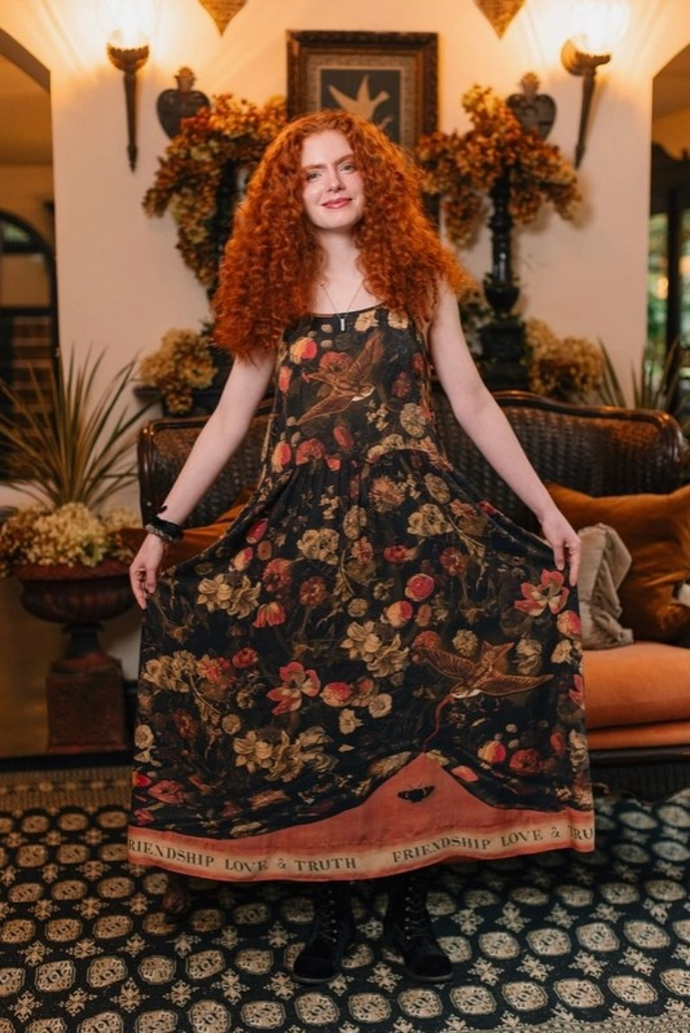 MARKET OF STARS HEART OF GOLD BOHEME SLIP DRESS WITH SACRED HEART