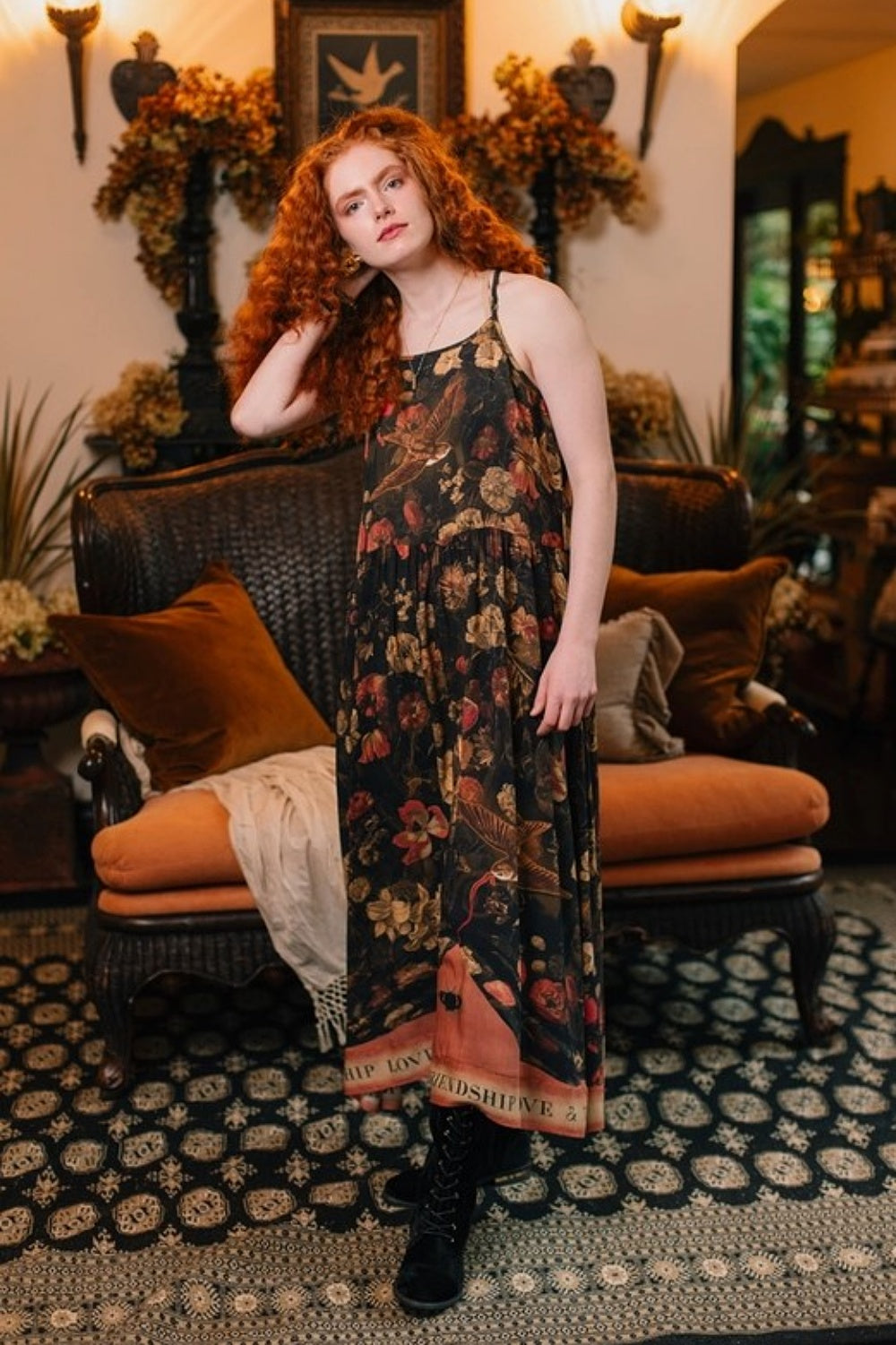 MARKET OF STARS HEART OF GOLD BOHEME SLIP DRESS WITH SACRED HEART
