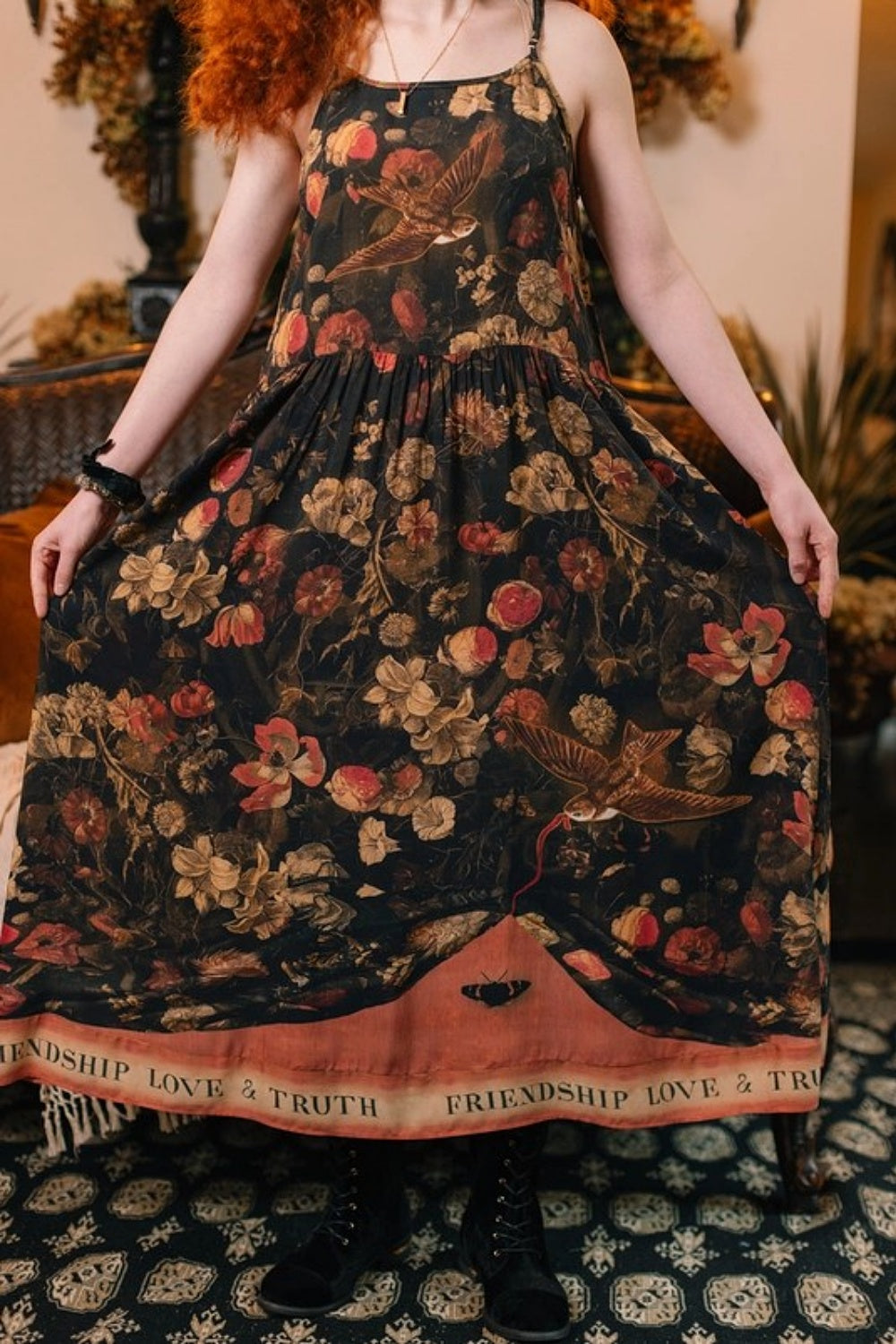 MARKET OF STARS HEART OF GOLD BOHEME SLIP DRESS WITH SACRED HEART