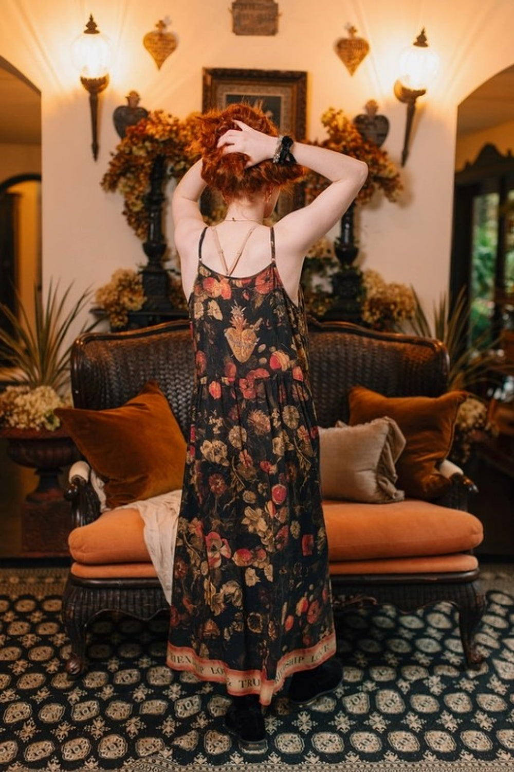 MARKET OF STARS HEART OF GOLD BOHEME SLIP DRESS WITH SACRED HEART
