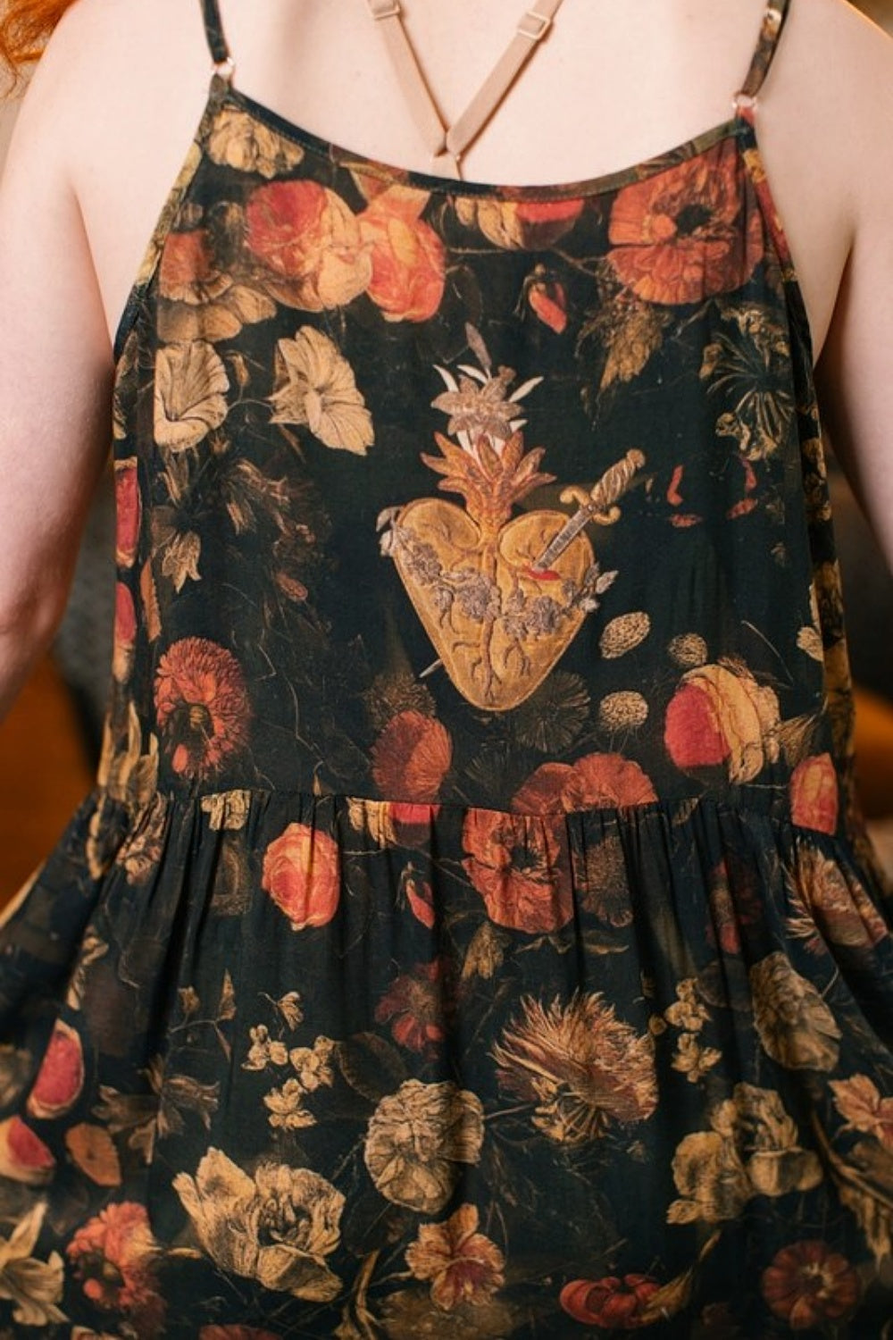 MARKET OF STARS HEART OF GOLD BOHEME SLIP DRESS WITH SACRED HEART