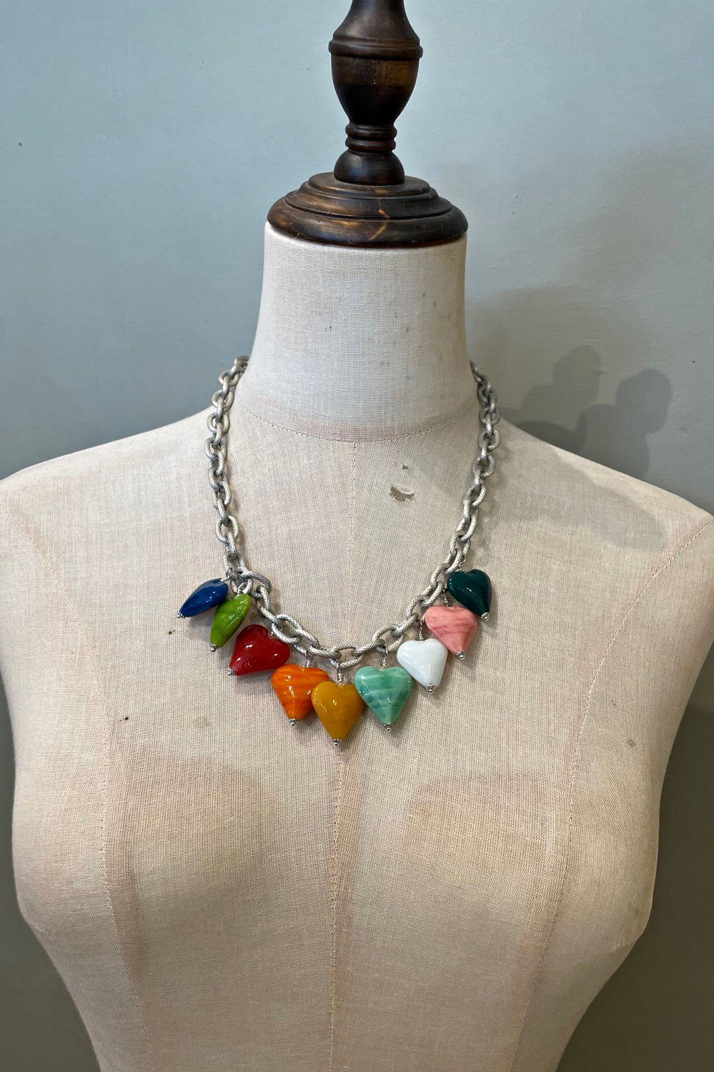 JUMBLE SILVER CARDIO NECKLACE MULTI COLOUR