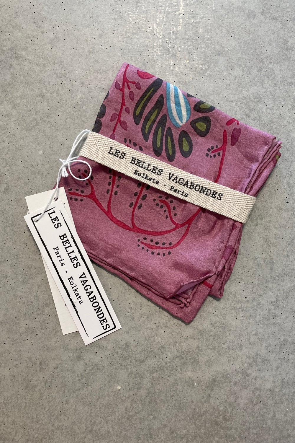 LES BELLES VAGABONDES MINI SILK SCARF MARUSHKA ROSE PINK