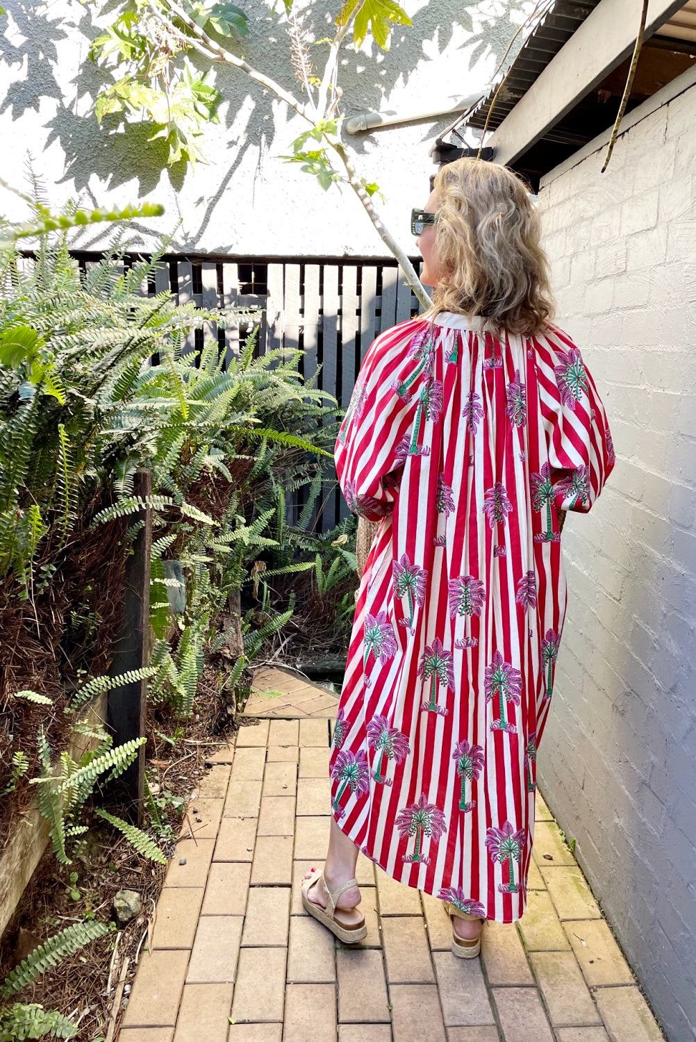 ROSELLE CABANA BUTTON THROUGH DRESS RED