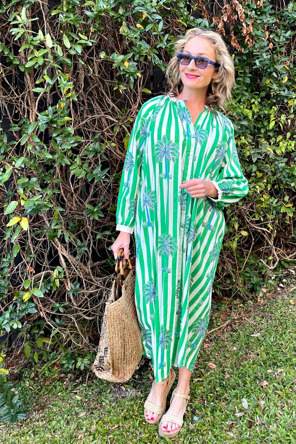 ROSELLE CABANA BUTTON THROUGH DRESS GREEN