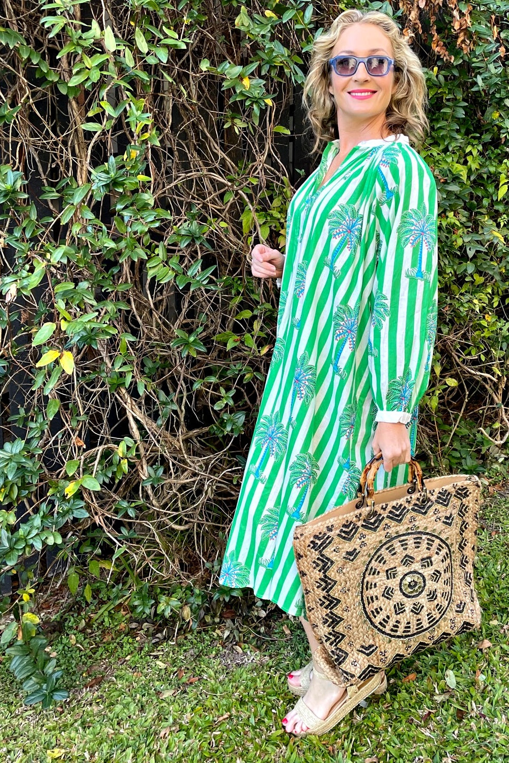 ROSELLE CABANA BUTTON THROUGH DRESS GREEN