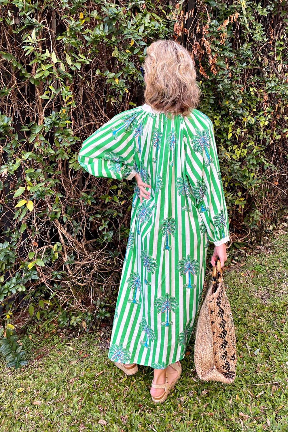 ROSELLE CABANA BUTTON THROUGH DRESS GREEN