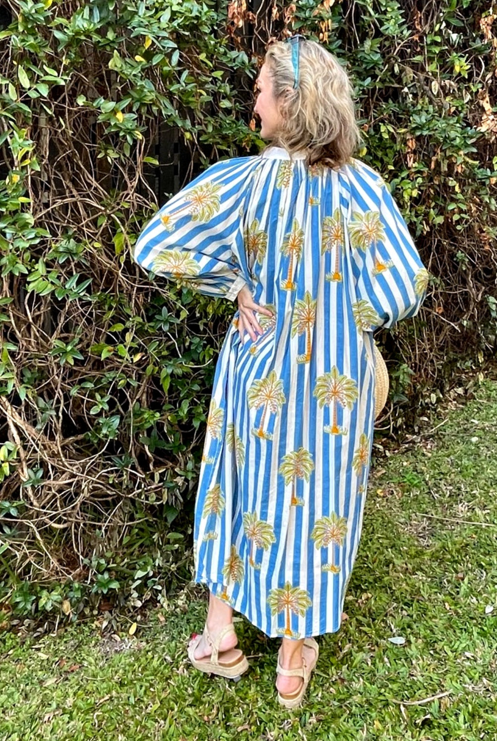ROSELLE CABANA BUTTON THROUGH DRESS BLUE