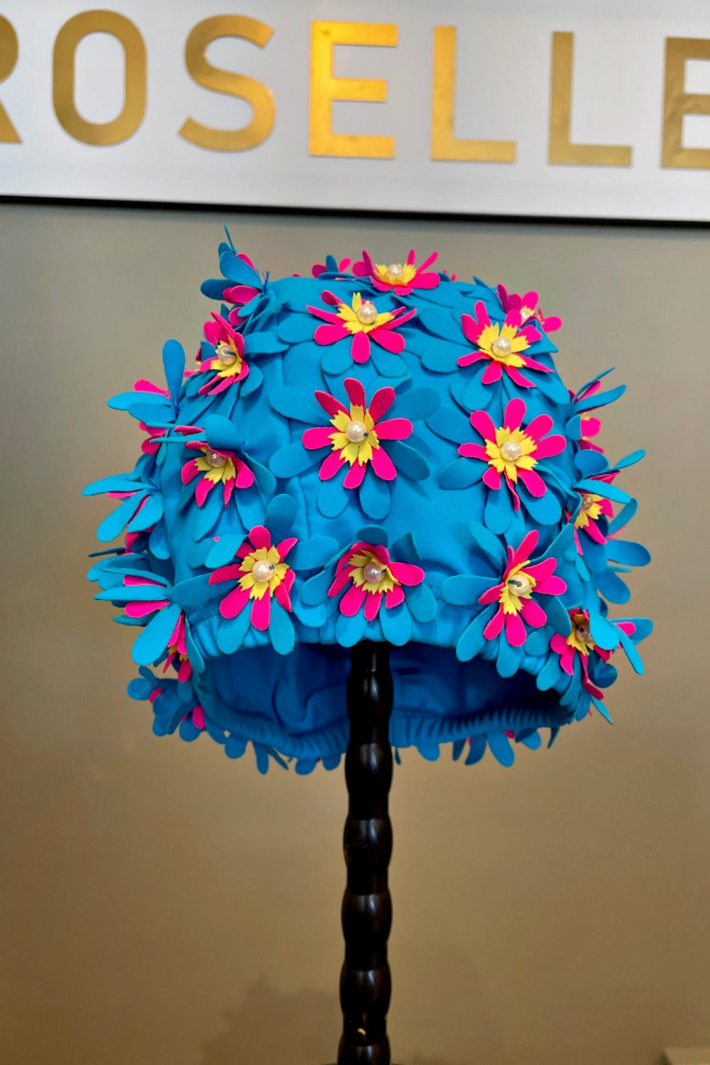 RETRO SWIM CAP DAISY BLUE