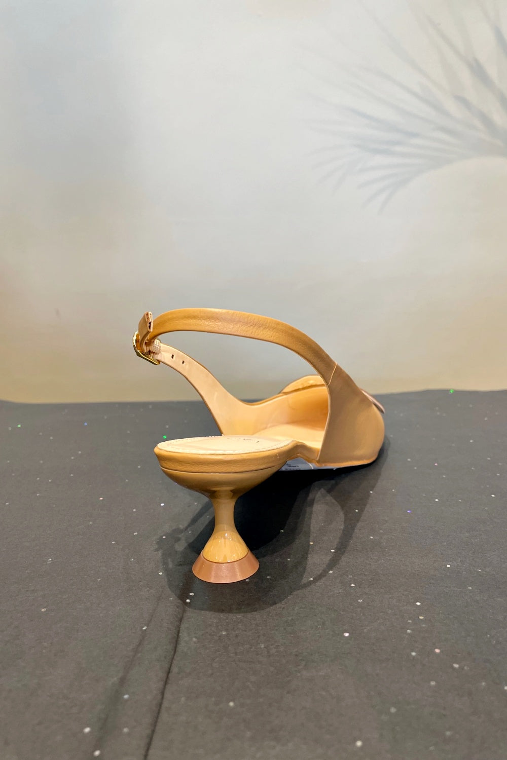 FACCINE RATTAN SLINGBACK HEELS CAMEL