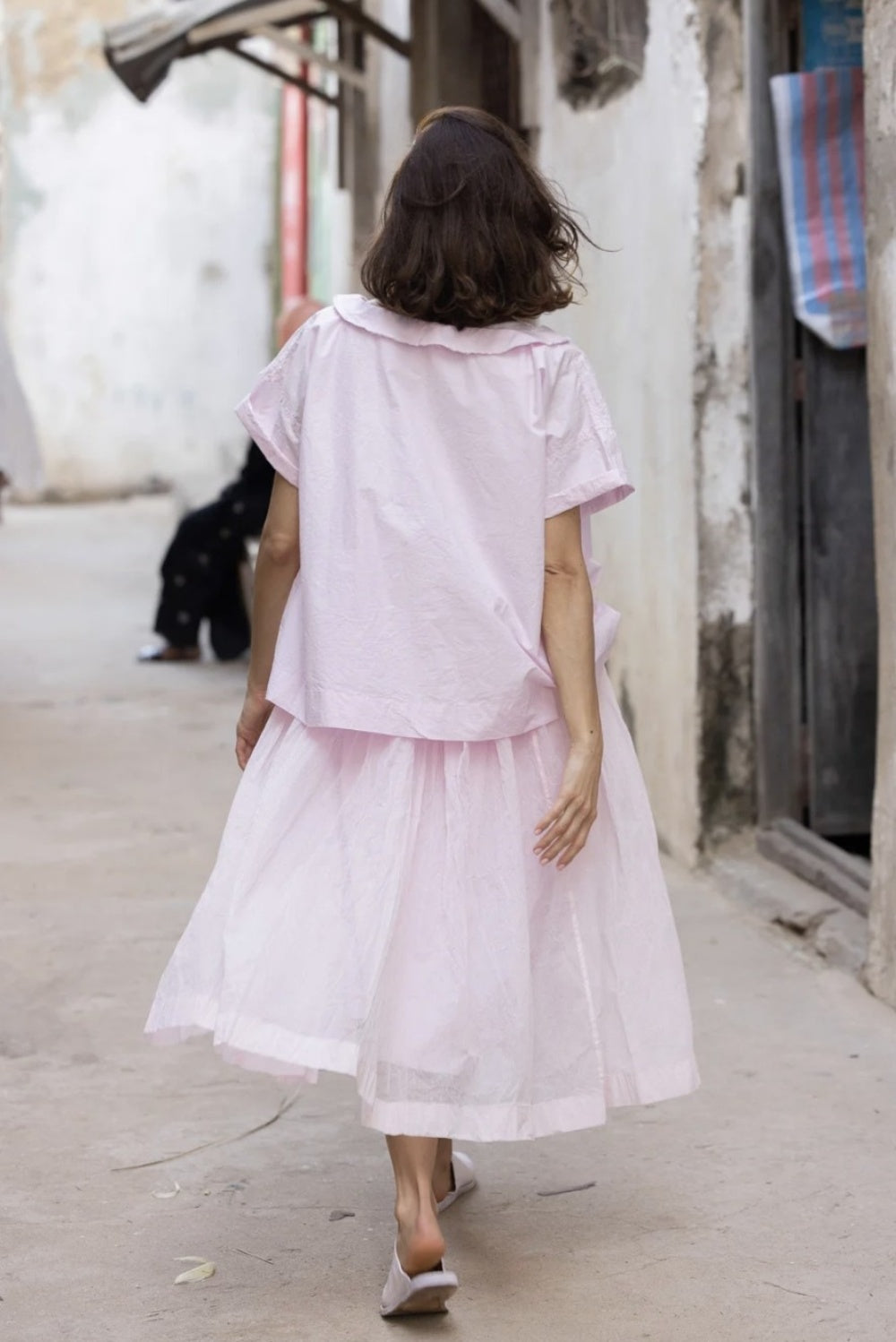 MEG BY DESIGN MIA COTTON POPLIN TOP PINK