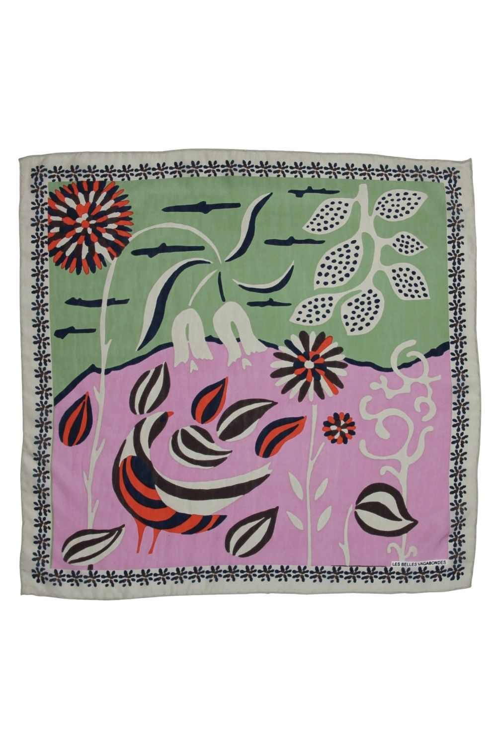 LES BELLES VAGABONDES MINI SCARF BIRDY BROWN