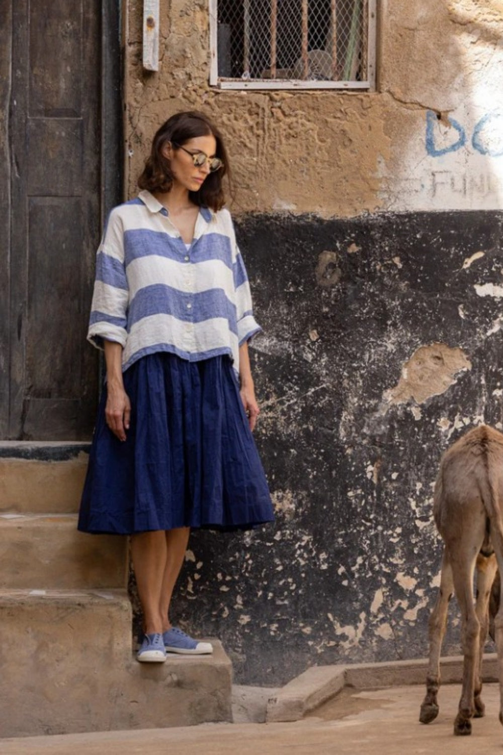 MEG BY DESIGN MOYO SHIRT BLUE STRIPE