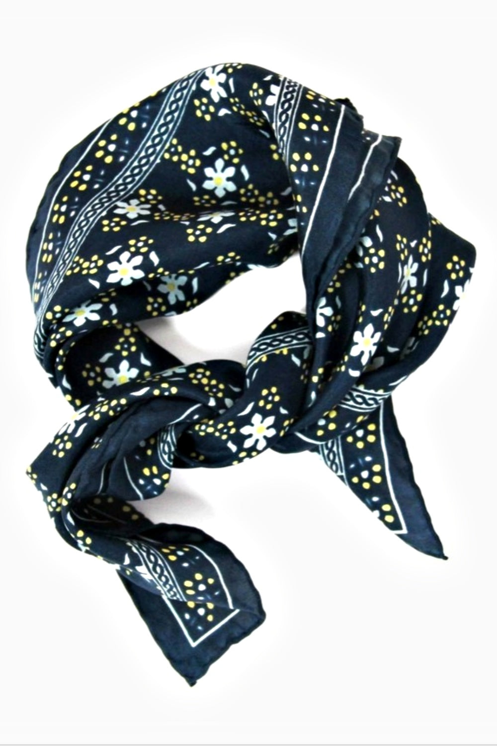 LES BELLES VAGABONDES MINI SILK SCARF NATASHA NAVY