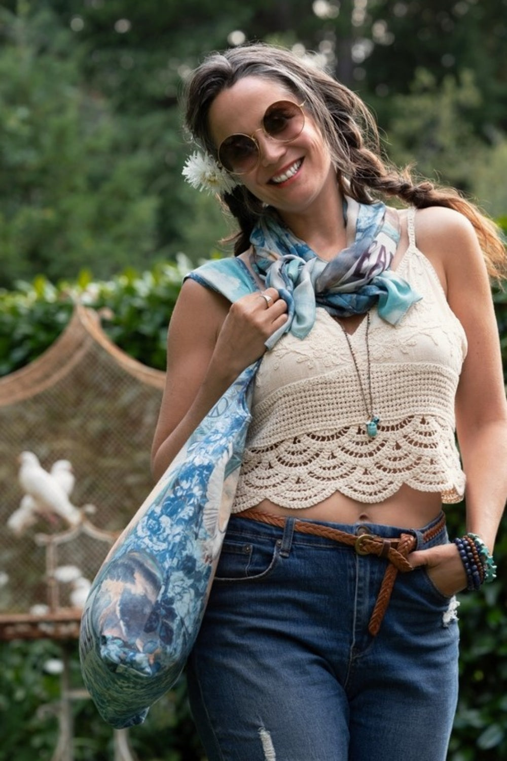 MARKET OF STARS PEACE OUT BAMBOO SCARF WITH DOVES + SUNRISE