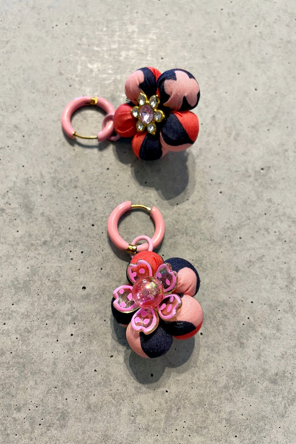 FLOCK BY WILD PINK + NAVY SINGLE DROP REVERSIBLE EARRINGS