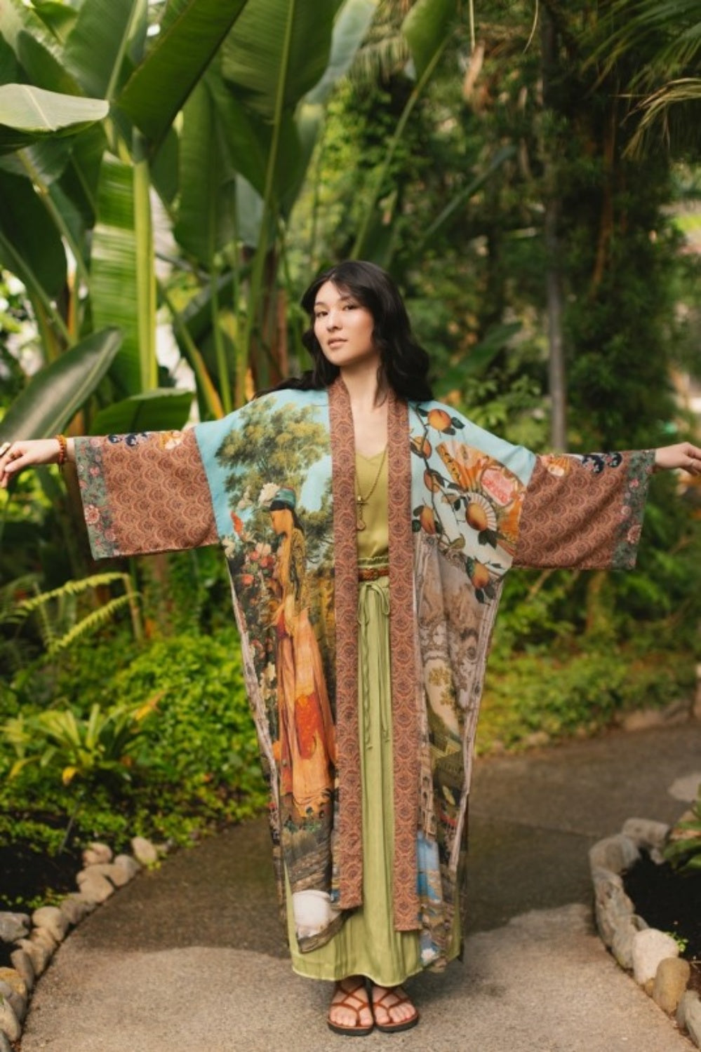 MARKET OF STARS SECRET GARDEN LONG DUSTER BAMBOO KIMONO