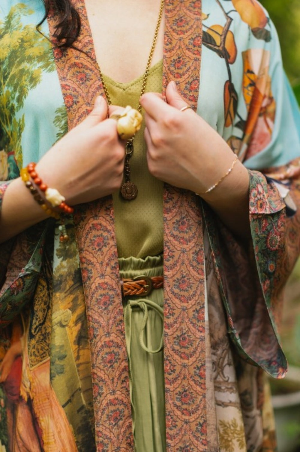 MARKET OF STARS SECRET GARDEN LONG DUSTER BAMBOO KIMONO