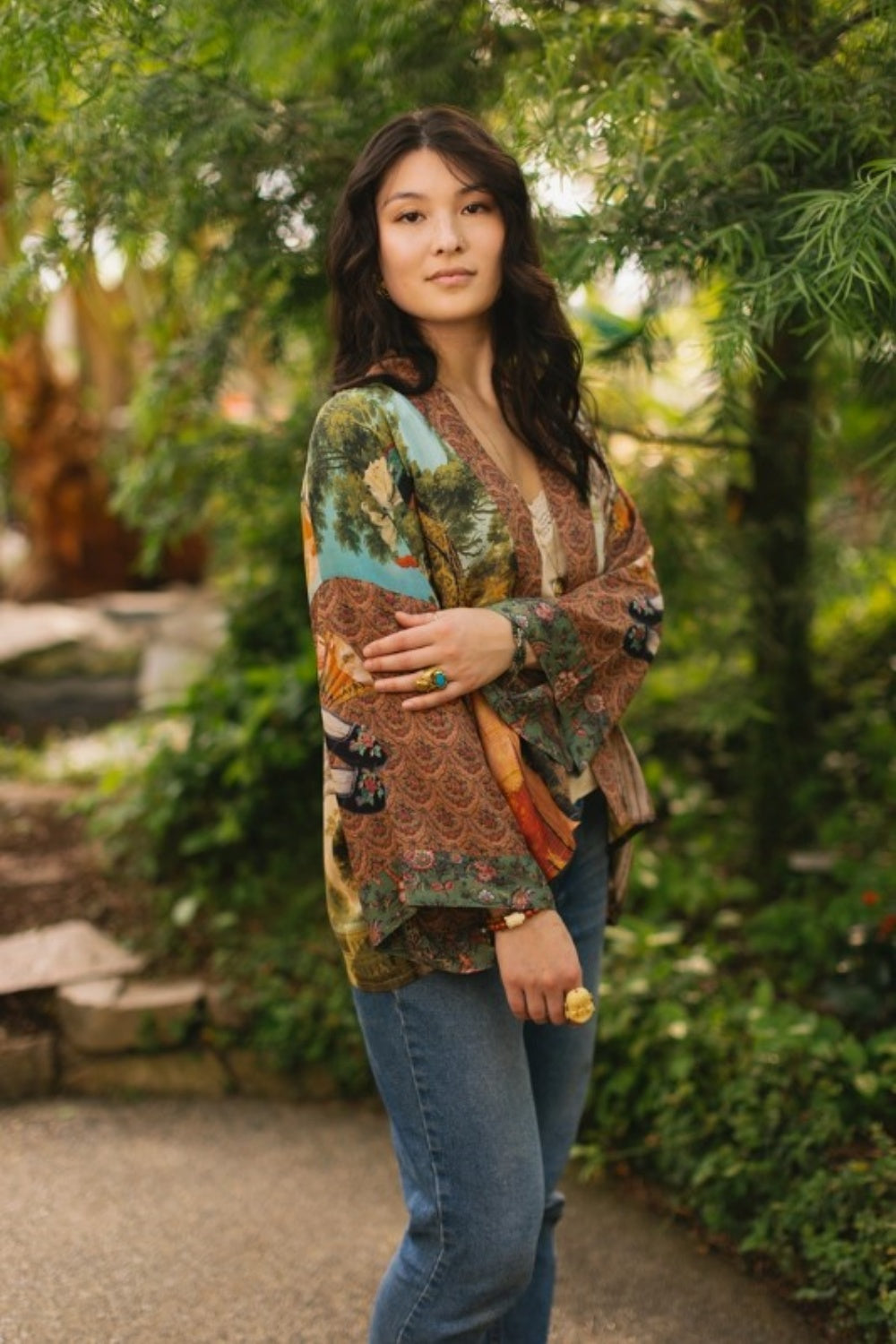 MARKET OF STARS SECRET GARDEN CROPPED BAMBOO KIMONO