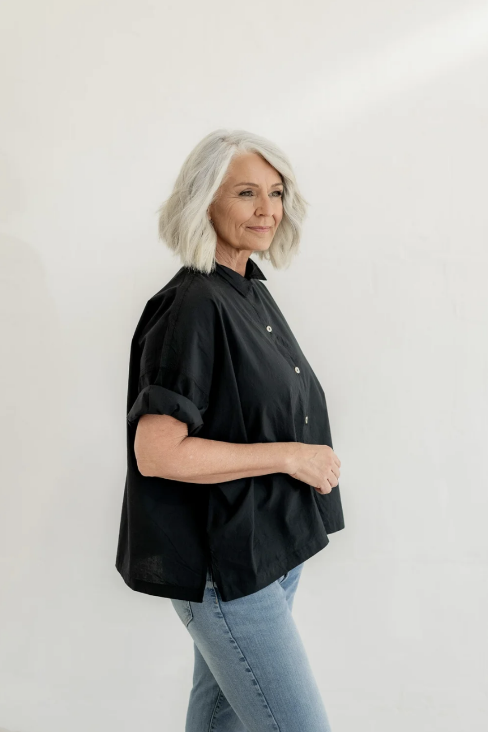 MEG BY DESIGN PAPER COTTON SORRENTO SHIRT BLACK