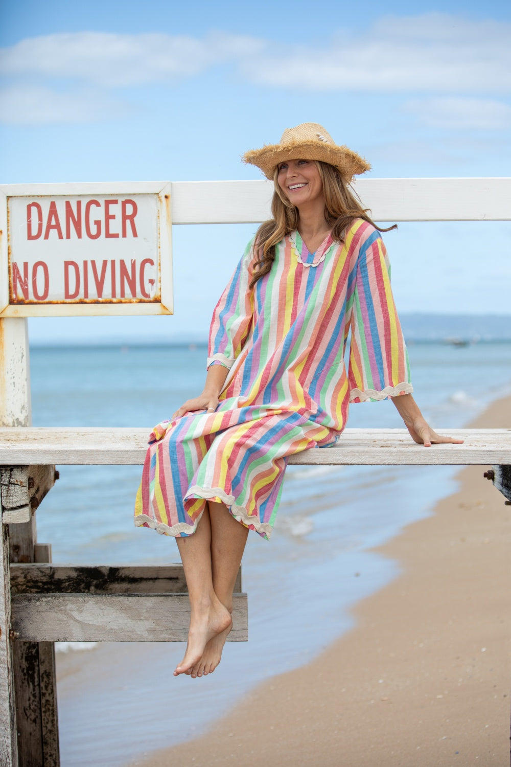 MANDALAY DESIGNS CABANA MAXI DRESS STRIPE