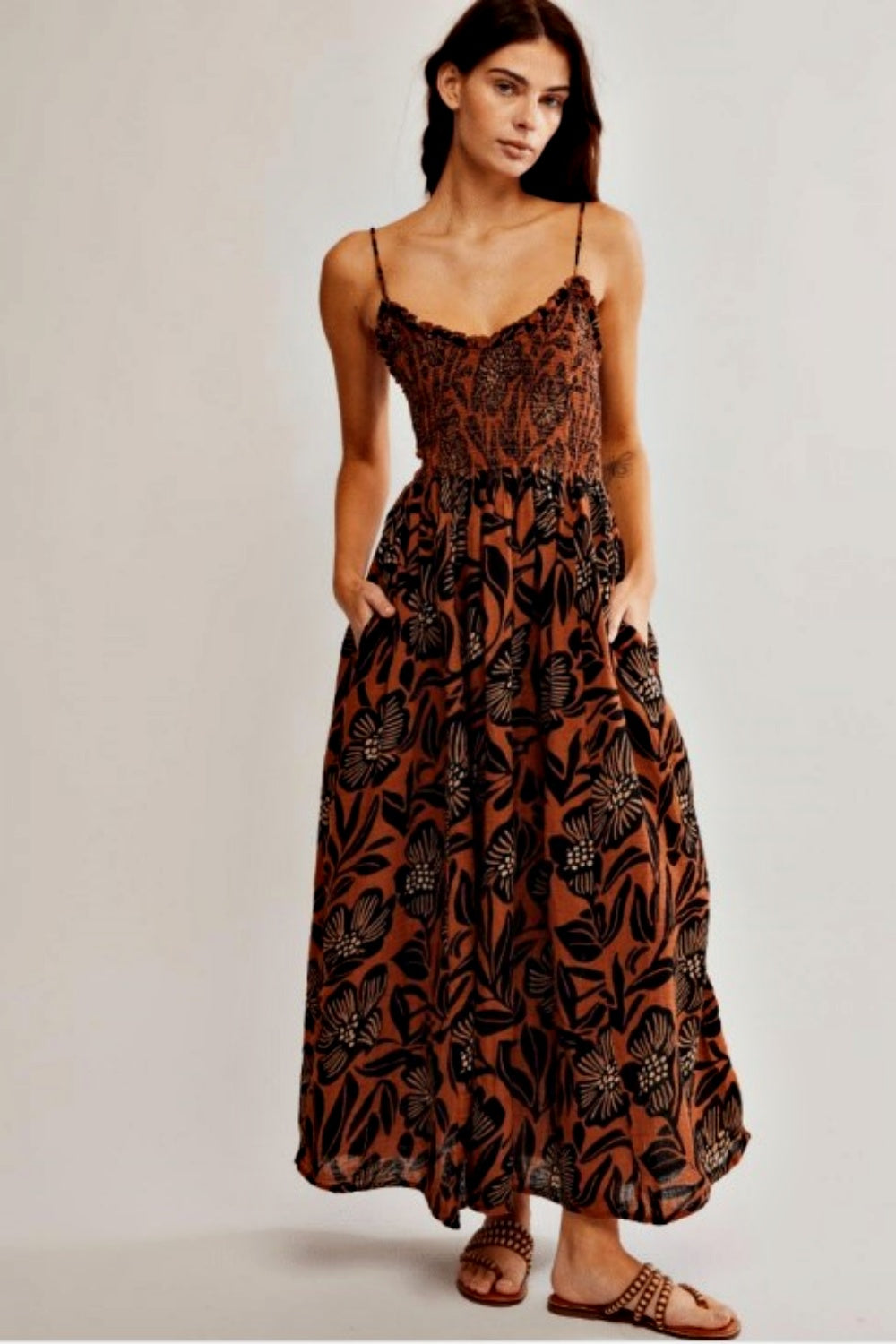 FREE PEOPLE SWEET NOTHINGS MIDI CHOCOLATE COMBO