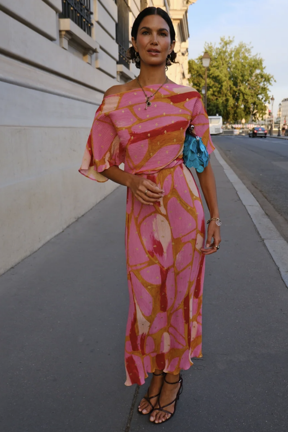 PRE-ORDER NEVER FULLY DRESSED PINK + OLIVE ABSTRACT TILLY DRESS