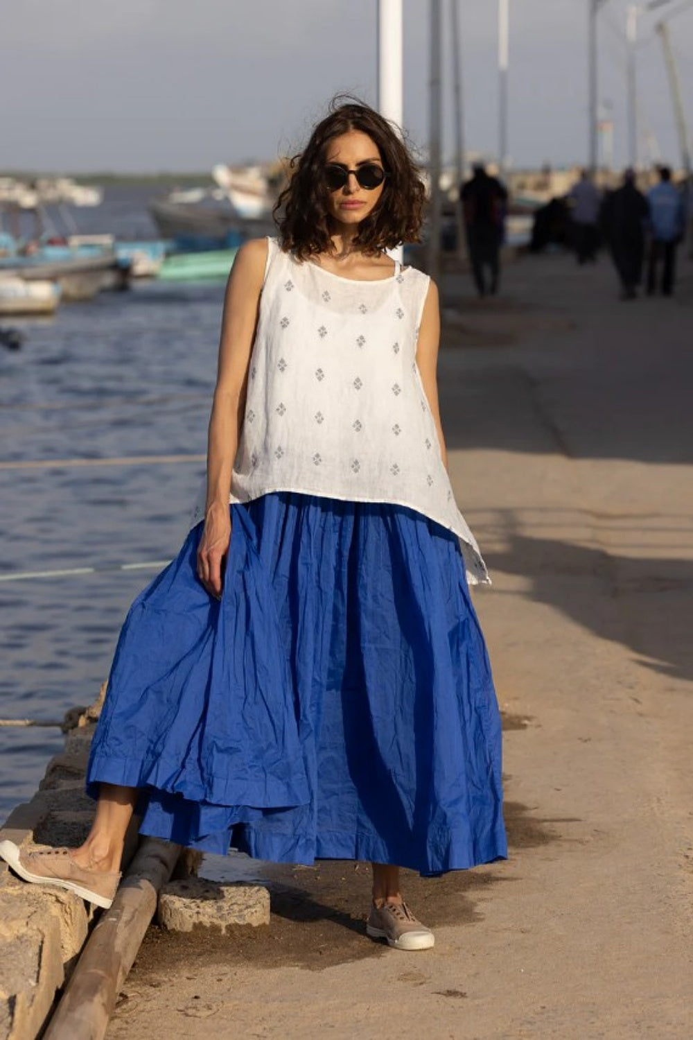 MEG BY DESIGN TUTU SLIP LONG COTTON ORGANDY COBALT