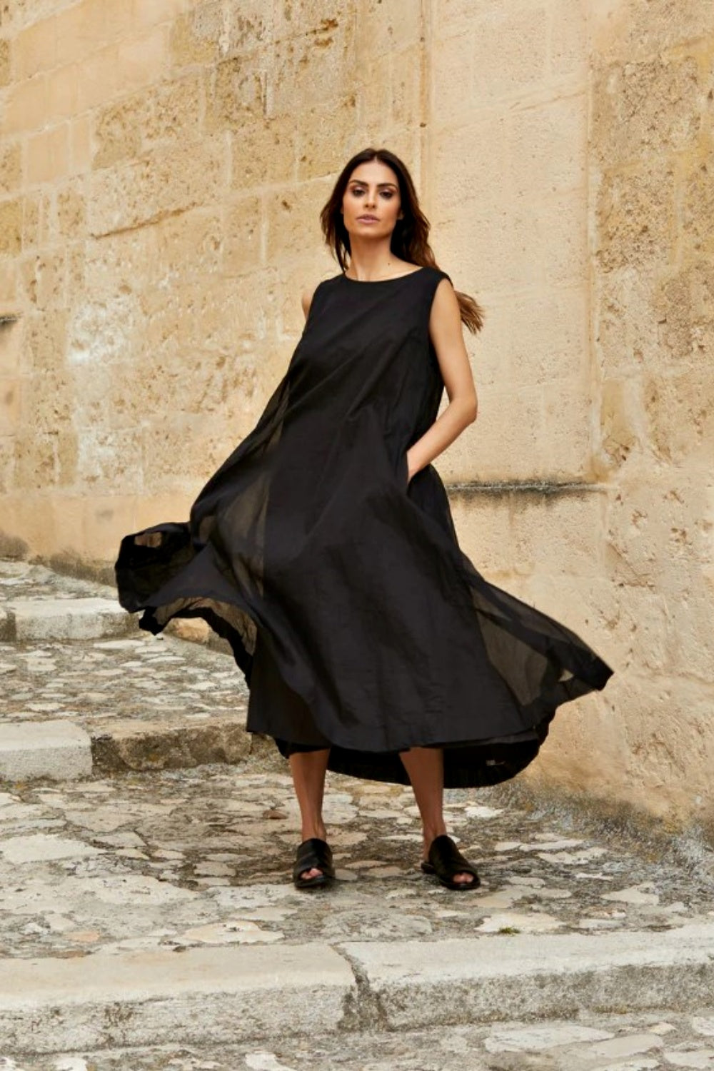 MEG BY DESIGN ZAHRA COTTON ORGANDY DRESS BLACK