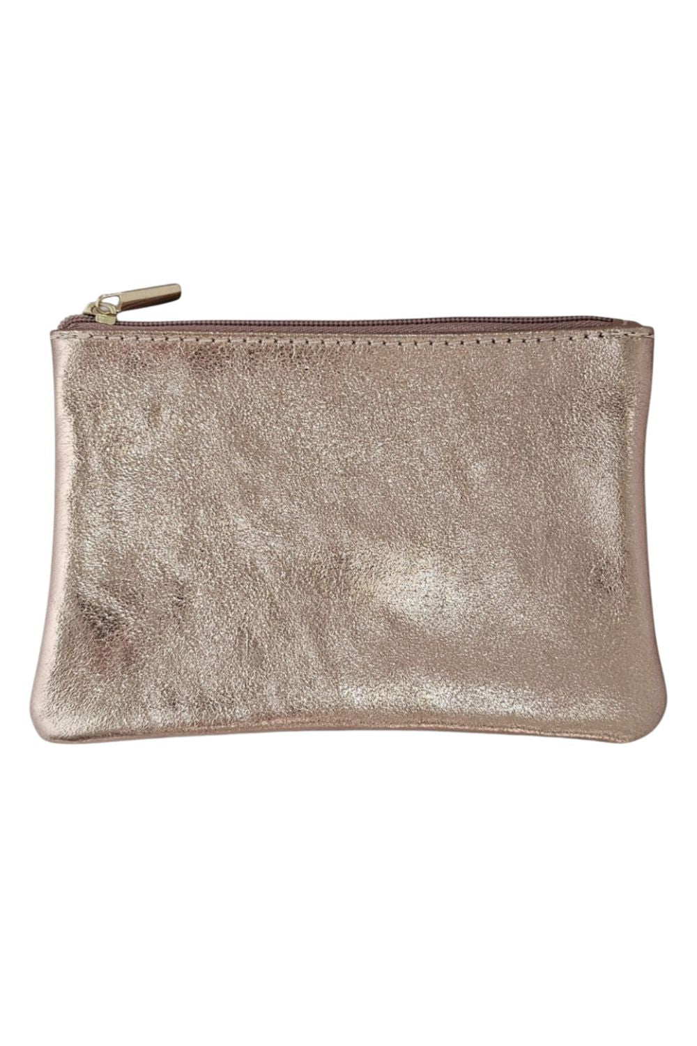 KITTY LEATHER ZIP POUCH ROSE GOLD