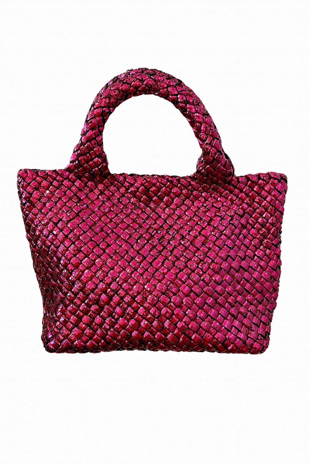 ROSELLE AGNES METALLIC WOVEN NEOPRENE TOTE PINK