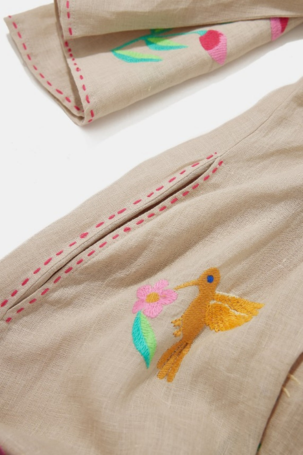NIMO WITH LOVE APPLE DRESS WITH MEXICAN STYLE EMBROIDERY BEIGE