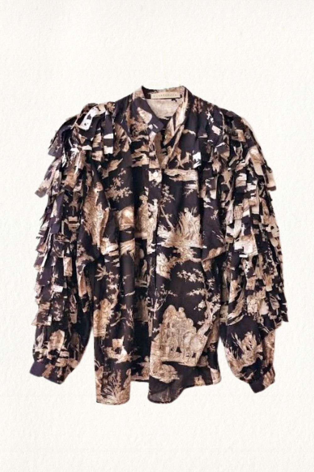 CLARAMONTE BIRDS SHIRT CHOCOLATE JOUY