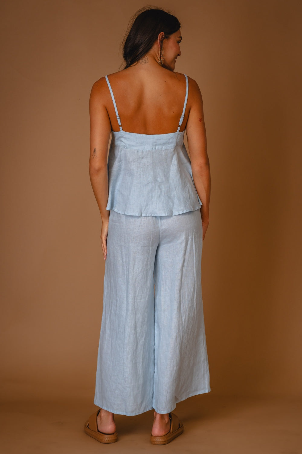 COCONINYA FLAVIA LINEN PANT STARLIGHT BLUE