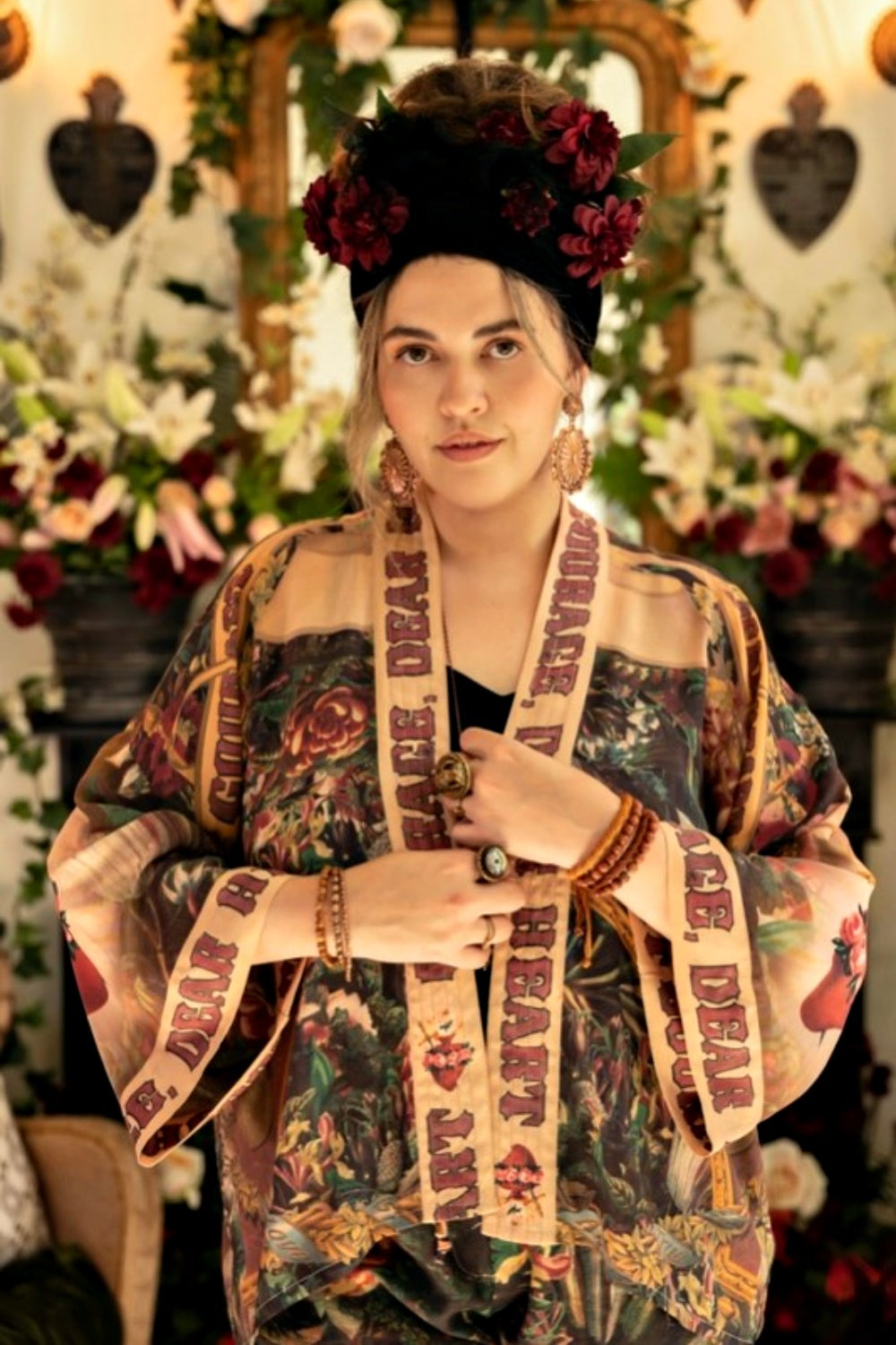 PRE-ORDER MARKET OF STARS COURAGE DEAR HEART BAMBOO CROPPED KIMONO WITH SACRED HEART