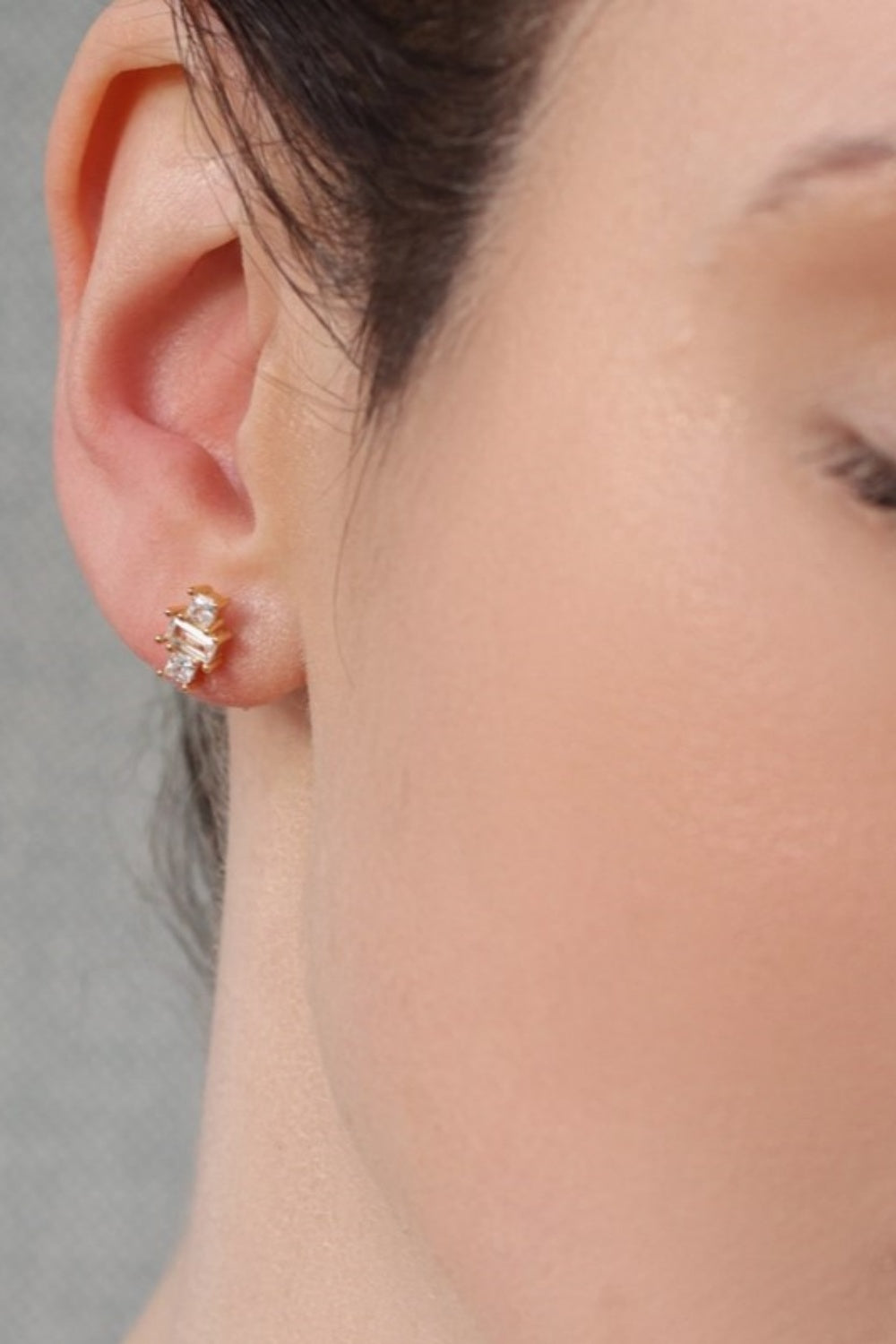 SILK PURSE SOW'S EAR ART DECO CRYSTAL PYRAMID VERMEIL STUD EARRINGS